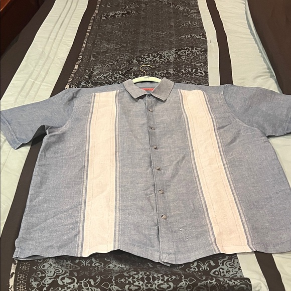HAVANERA Men's Blue and White Short Sleeve Shirt, very nice. Size XL - Picture 1 of 8